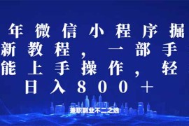 微信小程序25年掘金玩法，一部手机就能操作，稳定日入800+,适合所有人...