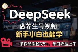小白用DeepSeek做养生号，一条作品涨粉5万+，单日收益上千